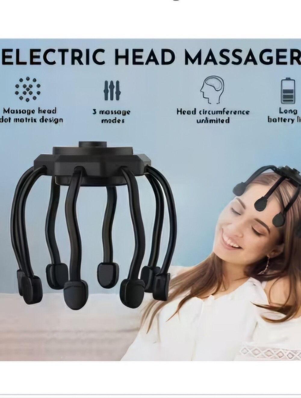 Electric Head Massager Scalp Relaxer With Rechargable USB Cord